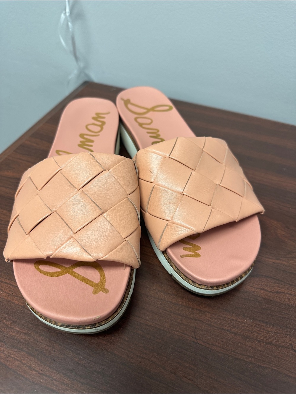 Sam Edelman Blush Pink Woven Slide Sandals